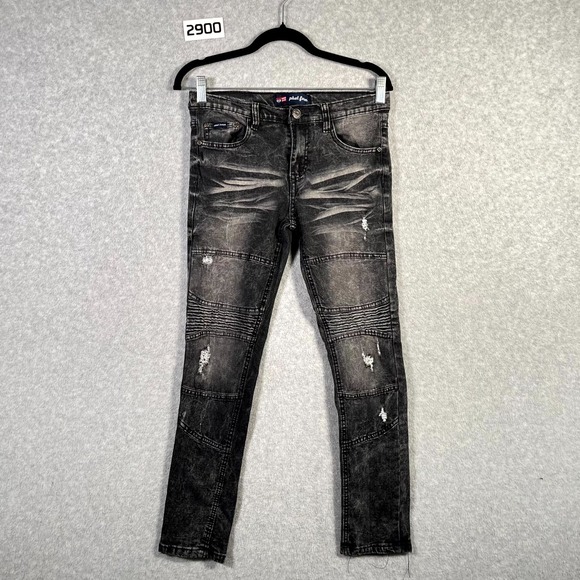 Phat Farm Denim - Phat Farm Skinny Jeans womens 14 Gray Denim Acid Wash Cotton Stretch Distressed